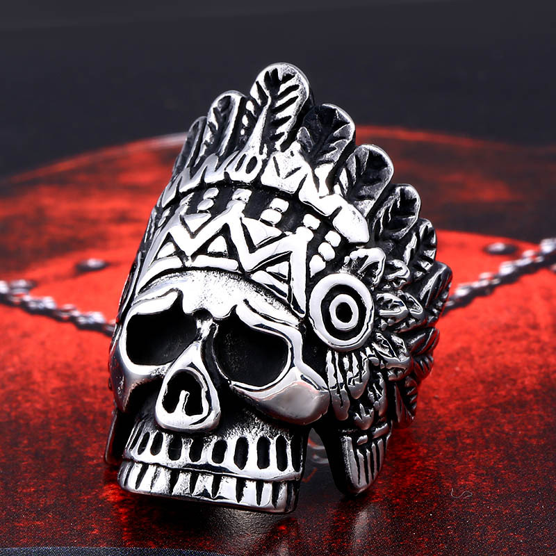 Nhẫn Skull Gothic Titan R214 màu Bạc Thái