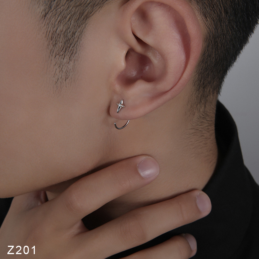 Khuyên tai Nam móc ngôi sao Z201 Bạc S925 24Z Store (1 chiếc)