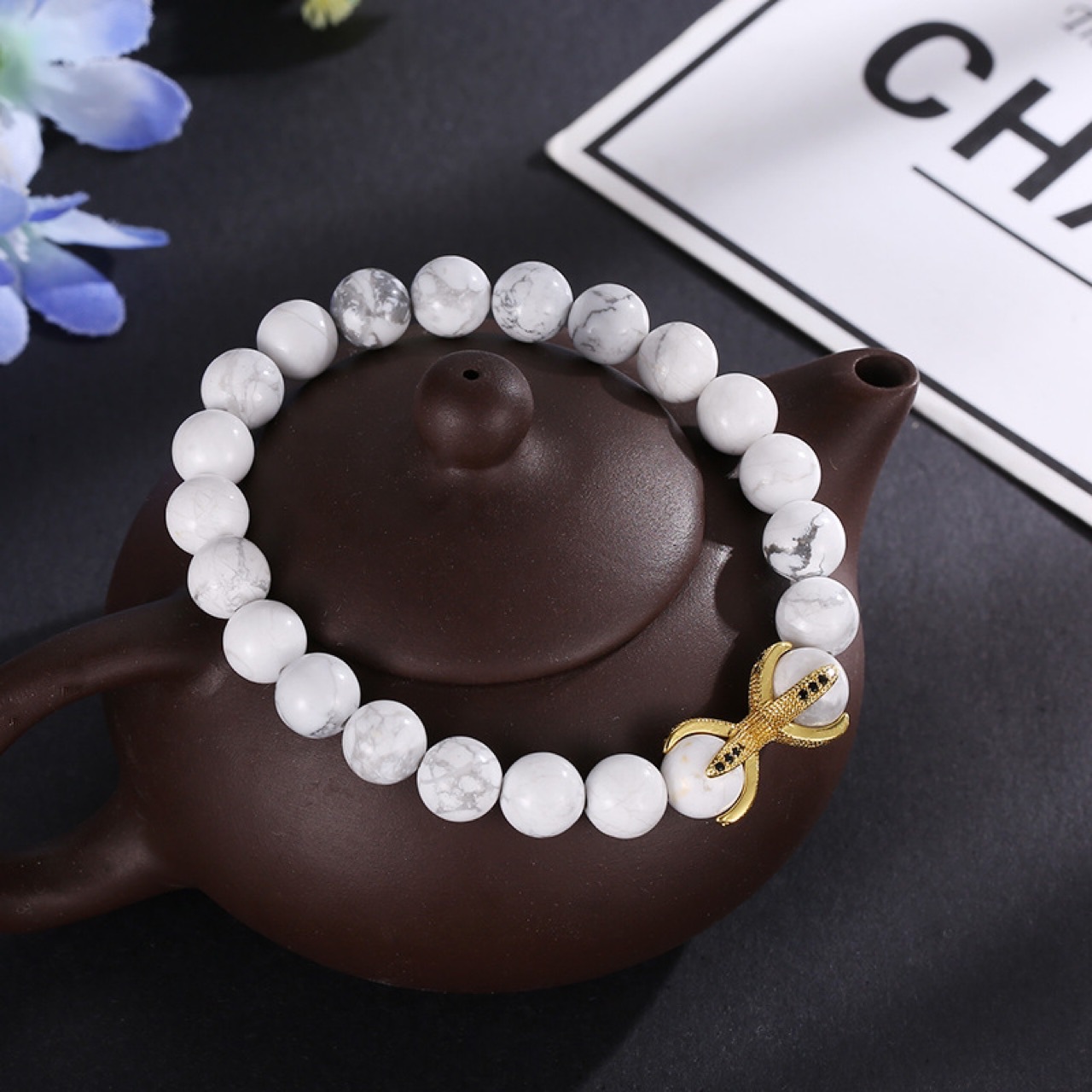 Vòng tay đá trắng tự nhiên  L100155