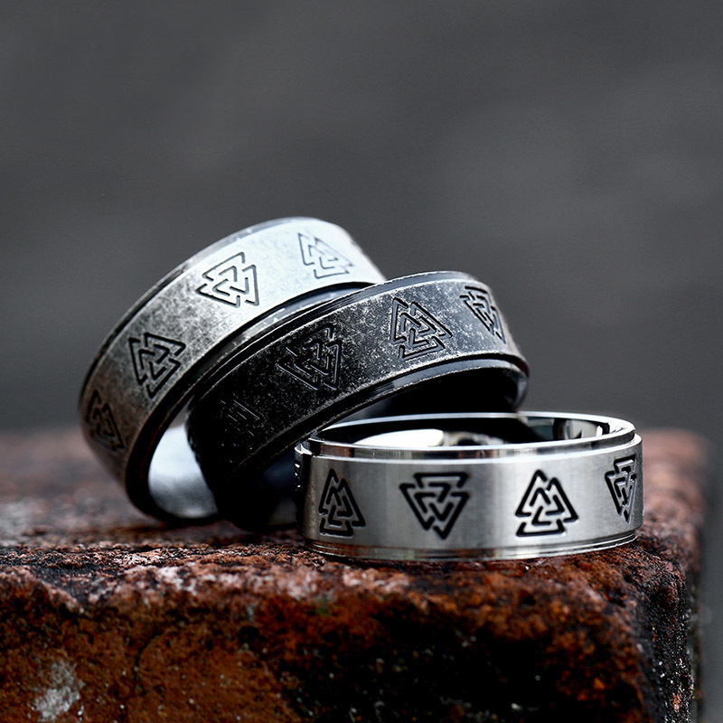 Nhẫn Valknut Titan BR-R206 -  3 màu Đen, Xám, Bạc