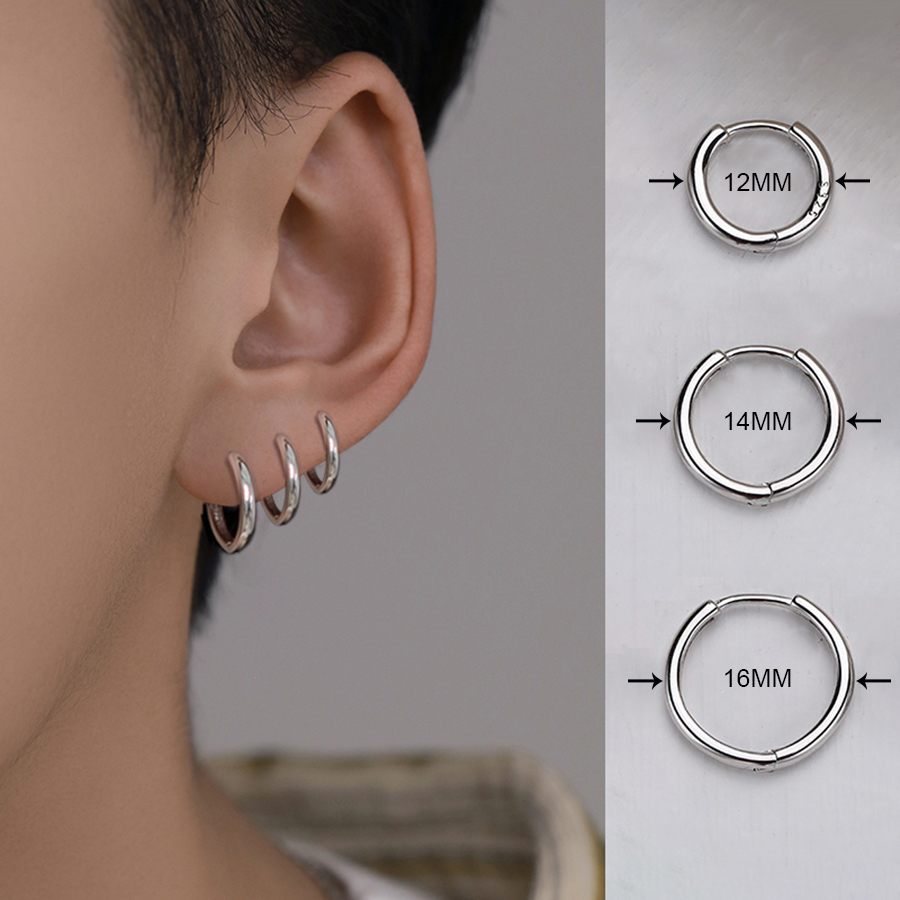 Khuyên tai tròn trơn Basic Bạc S925 mạ Vàng 18K 3 màu Bạc, Đen, Vàng 24Z Store (1 chiếc)