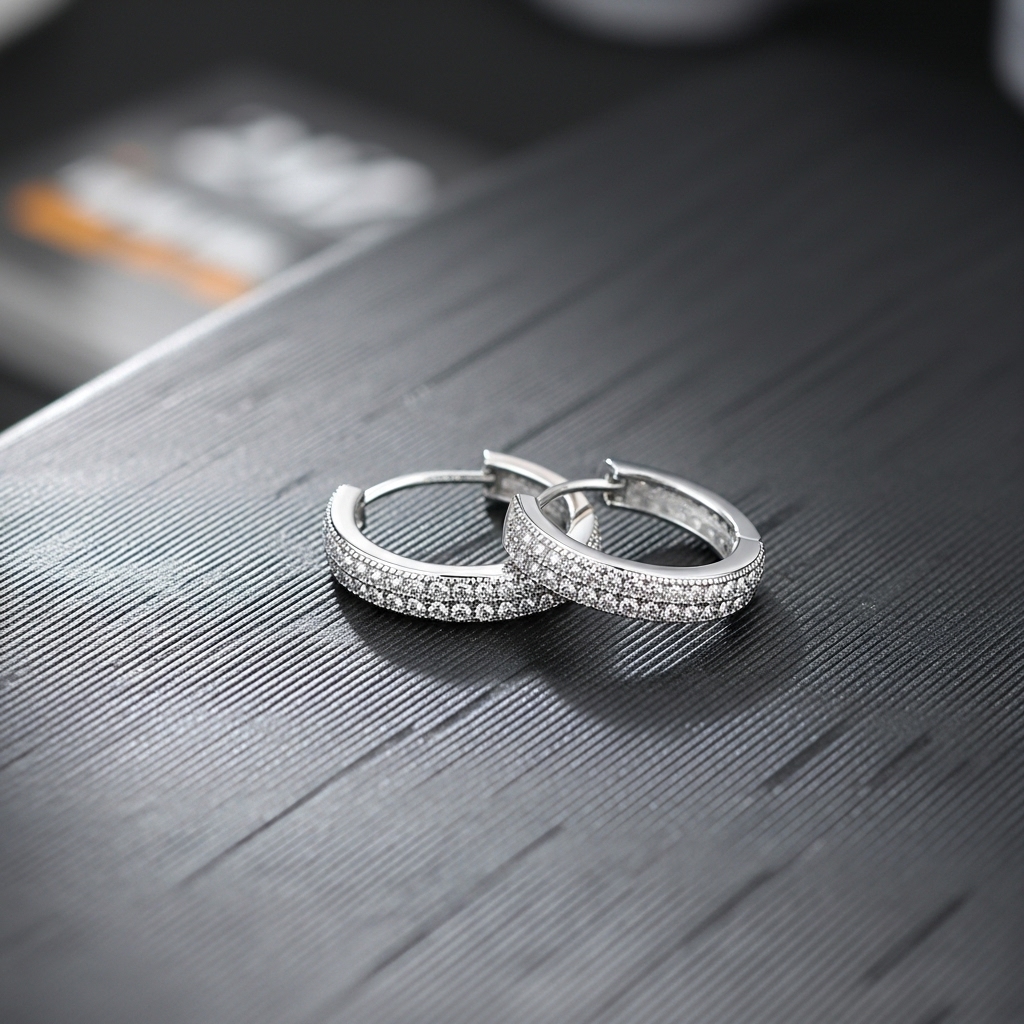 Khuyên tai Galazy đính 2 vòng đá Bạc S925 Z505B 24Z Store(1 chiếc)