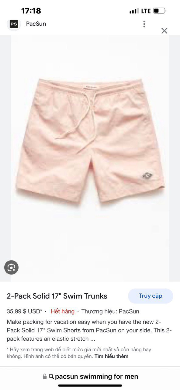 Quần bơi nam Pacsun