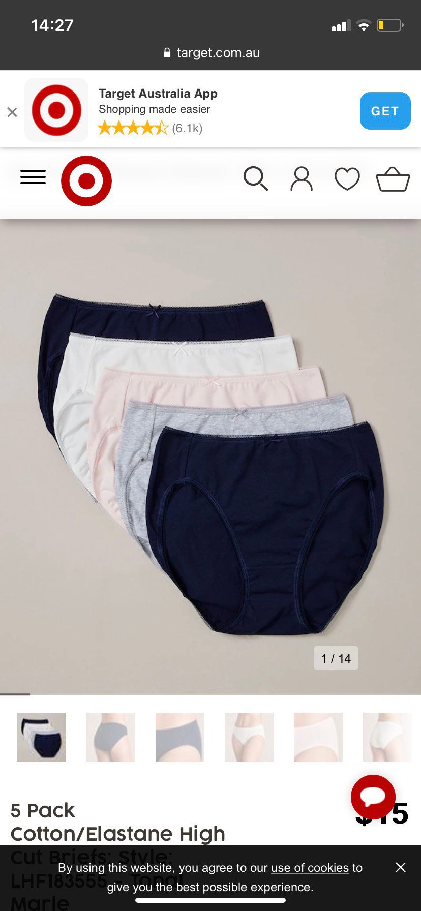 Set 5 quần lót cotton bigsize Target, hàng xuất xịn