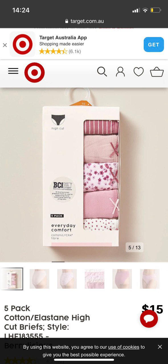 Set 5 quần lót cotton bigsize Target, hàng xuất xịn
