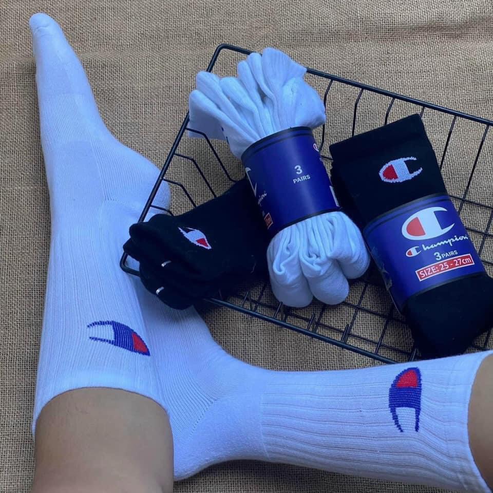 Set 3 đôi vớ cotton cổ cao Ch@m, hàng xuất xịn