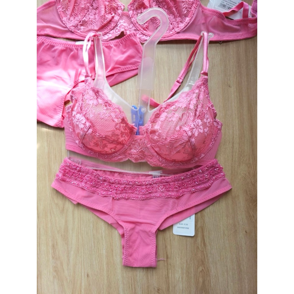 Set áo ngực ren hồng , hàng xuất xịn