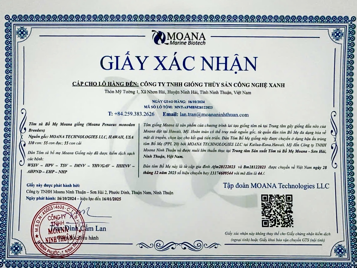 CÔNG TY TNHH GIỐNG THỦY SẢN CÔNG NGHỆ XANH