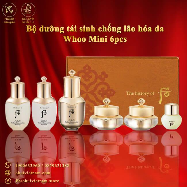 Thông tin cơ bản về bộ mỹ phẩm whoo trắng Cheongidan Radiant Rejuvenating GWP Set 6pcs