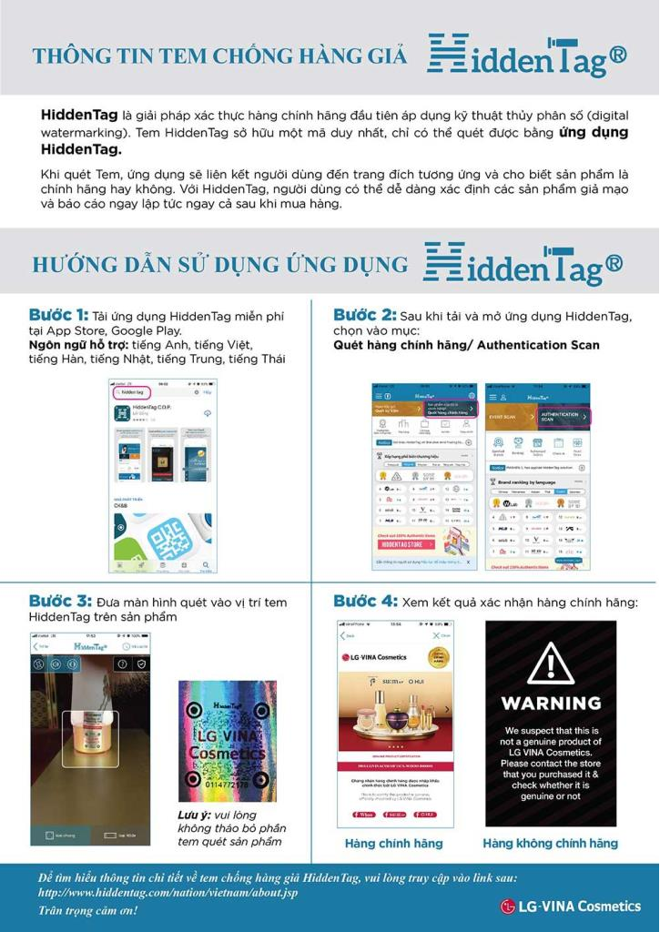 Cách kiểm tra mỹ phẩm OHUI chính hãng qua app Hidden Tag