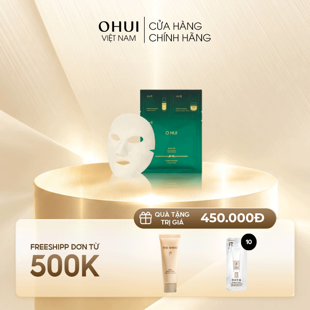 Mặt nạ 3 bước ngăn ngừa nếp nhăn sớm OHUI Prime Advancer 3-Step Mask