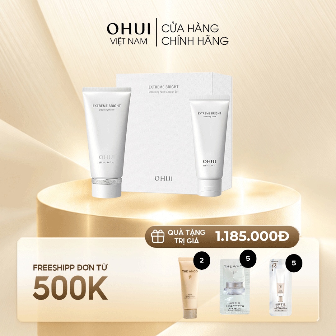 Bộ sữa rửa mặt dưỡng trắng da OHUI Extreme Bright Cleansing Foam