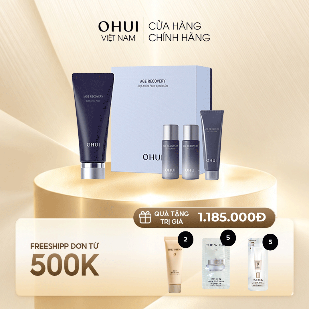 Bộ sữa rửa mặt cải thiện nếp nhăn Ohui Age Recovery Foam Cleanser