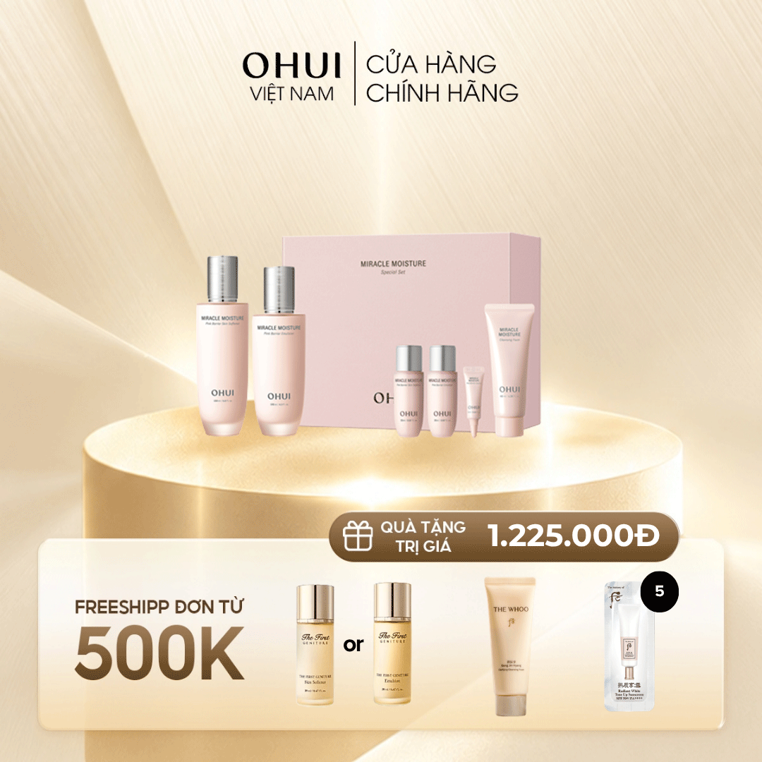 Bộ Dưỡng Ẩm Ohui Miracle Moisture Pink Barrier 2pcs Set