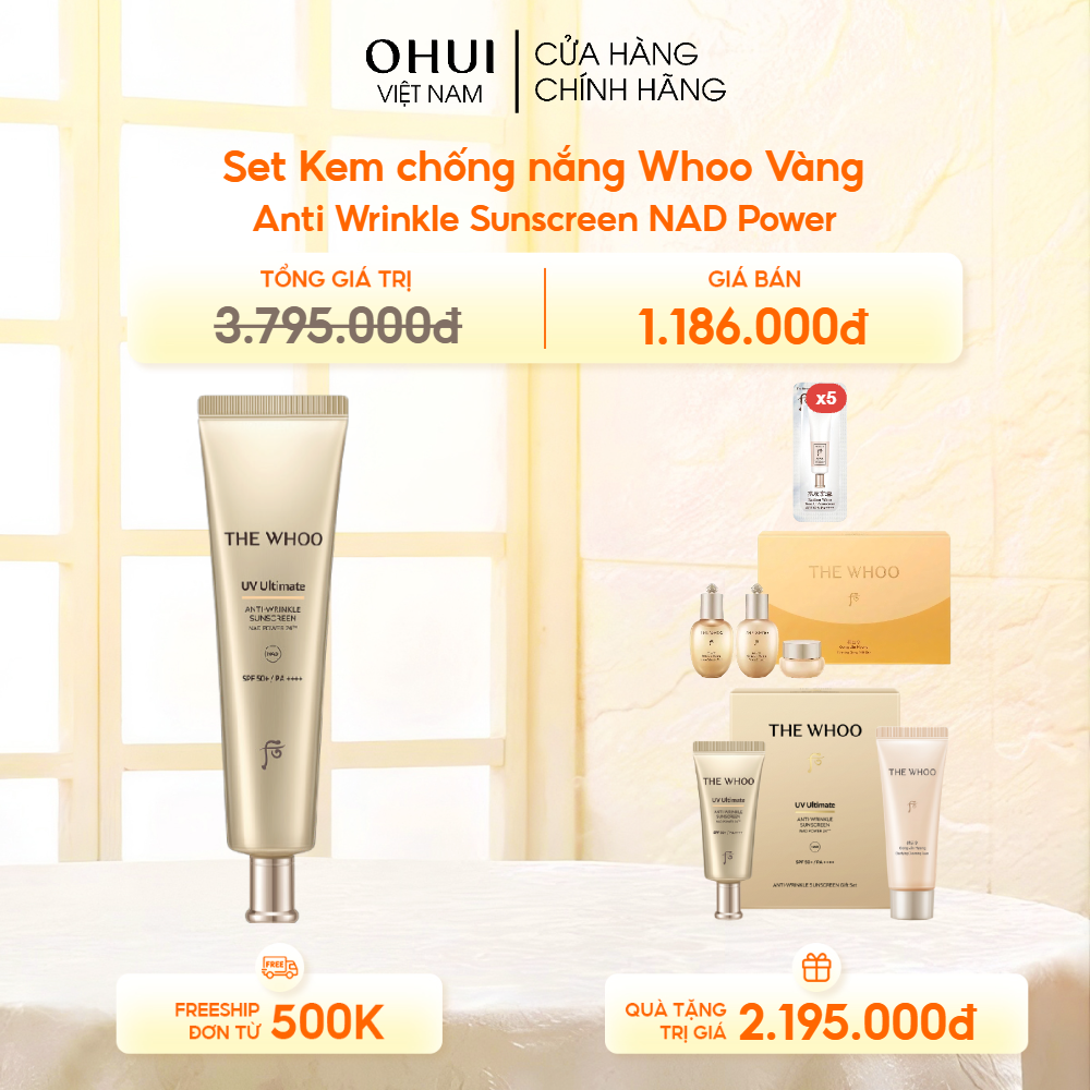Bộ Kem chống nắng Whoo Vàng Anti Wrinkle Sunscreen Set Y25