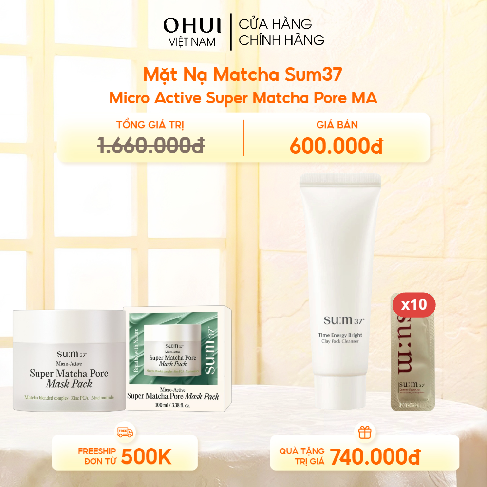 Mặt Nạ Trà Xanh Sum37 Micro Active Super Matcha Pore Mask Pack