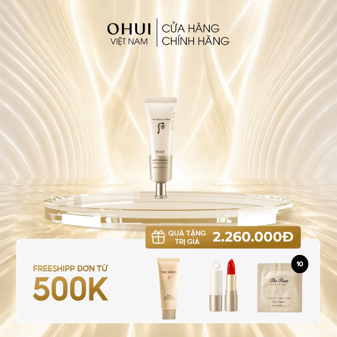 Kem chống nắng Whoo Vàng Anti Wrinkle UV Protective SPF50+, PA++++