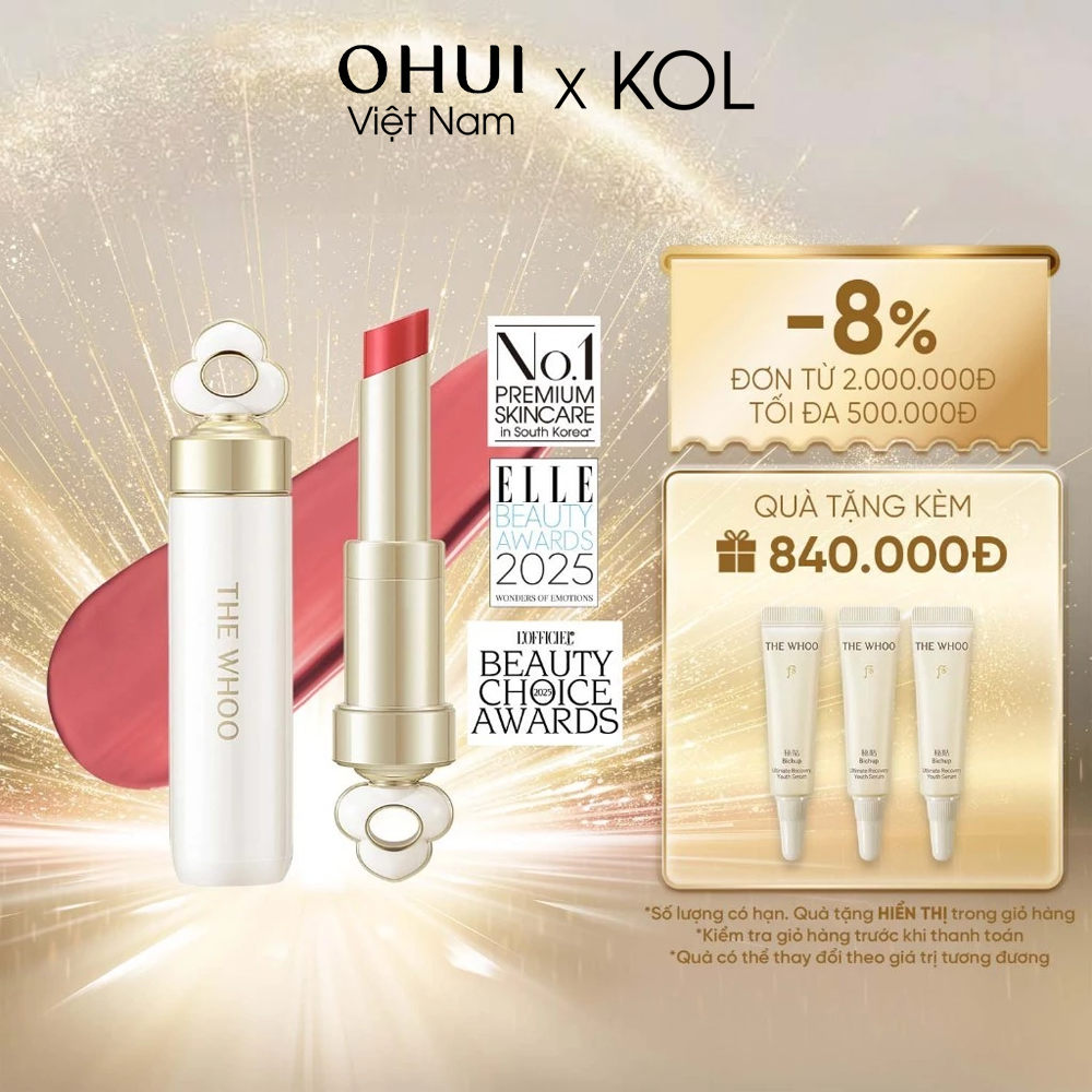 [KOL x OHUI] Bộ Son Dưỡng Môi Đông Y Whoo Mi Glow Lip Balm Set Bloom Red