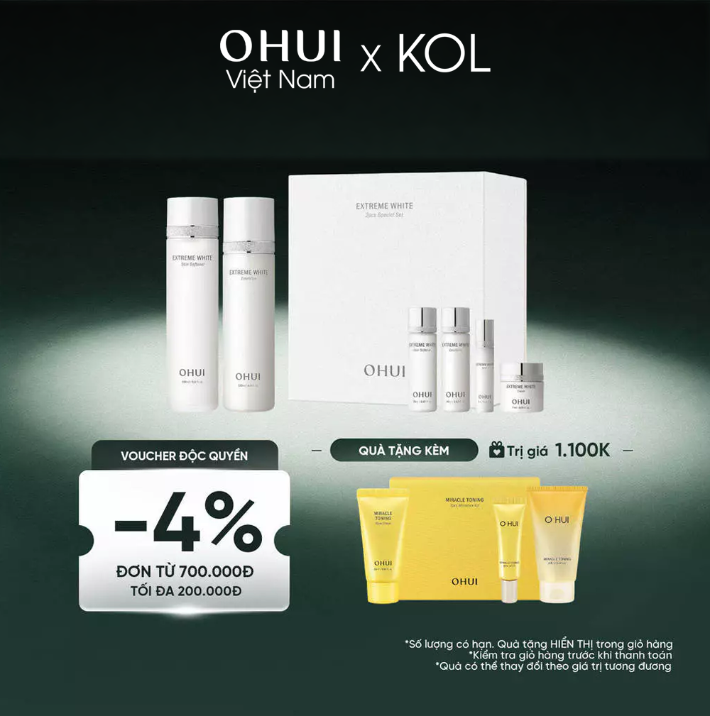 [KOL x OHUI]Bộ 6 món dưỡng trắng chuyên sâu toàn diện cao cấp OHUI Extreme White 6pcs