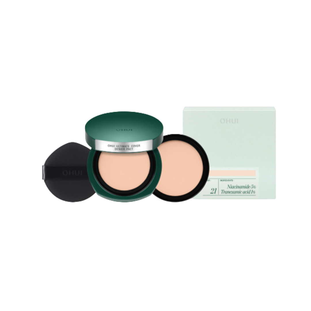 Bộ Phấn Nền Nén Cải Thiện Nám Da Che Đốm Thâm OHUI Ultimate Cover Denier Pact