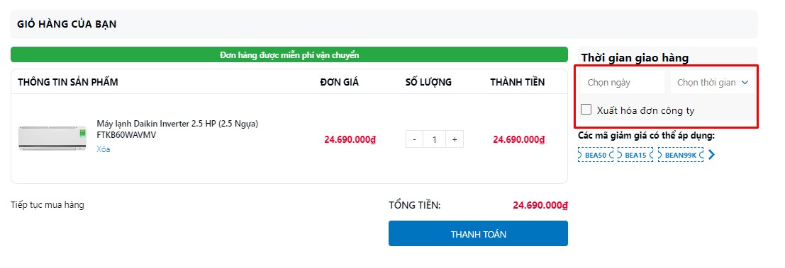 Thời gian giao hàng