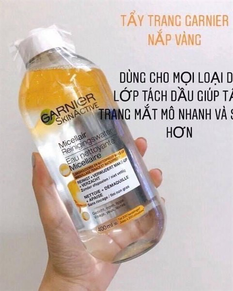 Tẩy trang Garnier vàng nắp trắng