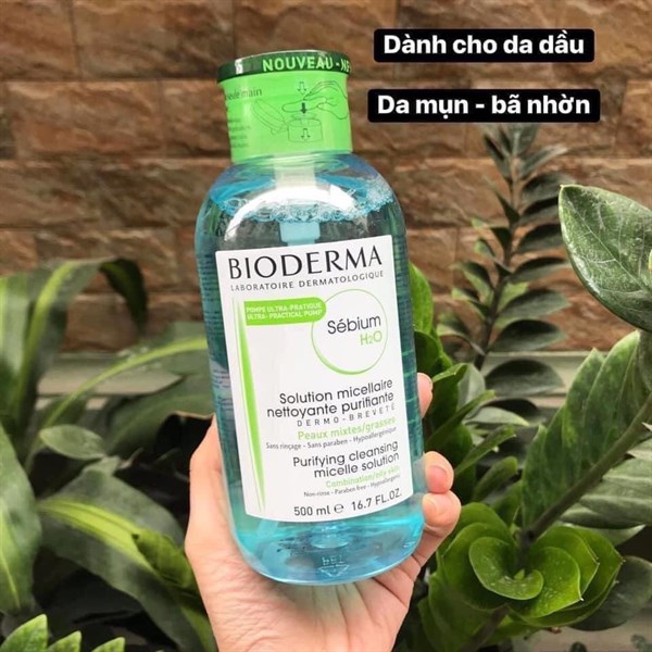 Tẩy trang Bioderma xanh nắp nhún