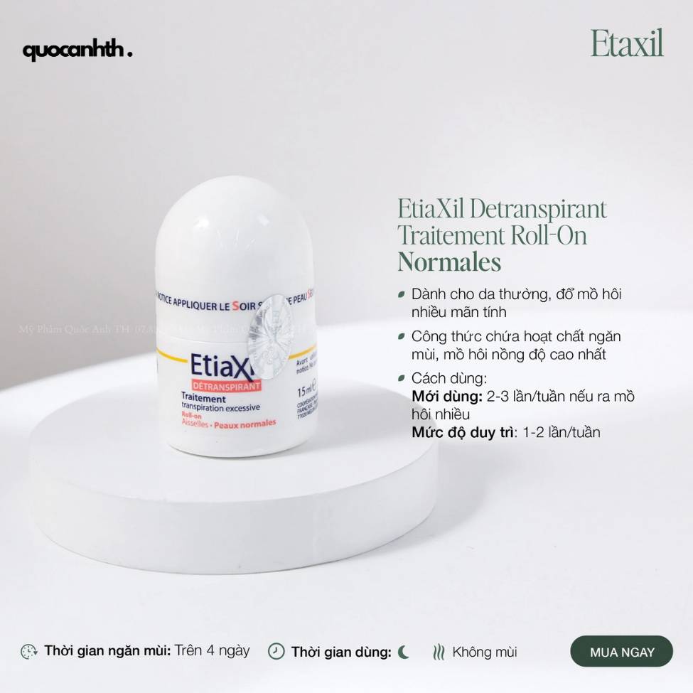 Lăn Khử Mùi EtiaXil Đỏ Detranspirant Traitement Roll-On - Normales