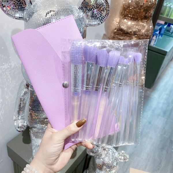 Bộ cọ tím 10 cây kèm bao da