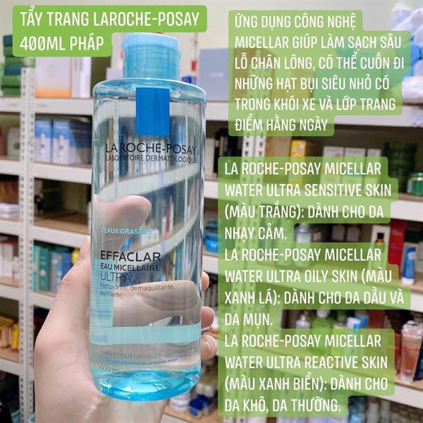 Tẩy trang Laroche Posay da dầu, mụn