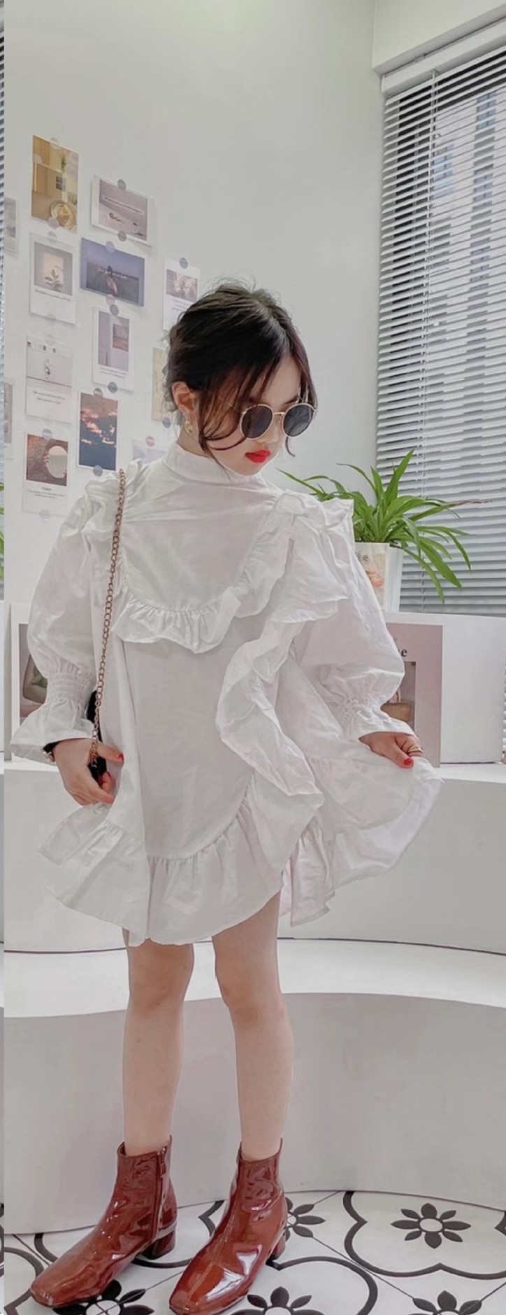 HÀNG QUẢNG CHÂU LOẠI 1 ) Váy babydoll cánh tiên phong cách ulzzang màu  trắng/xanh rêu (hàng sẵn) | Shopee Việt Nam