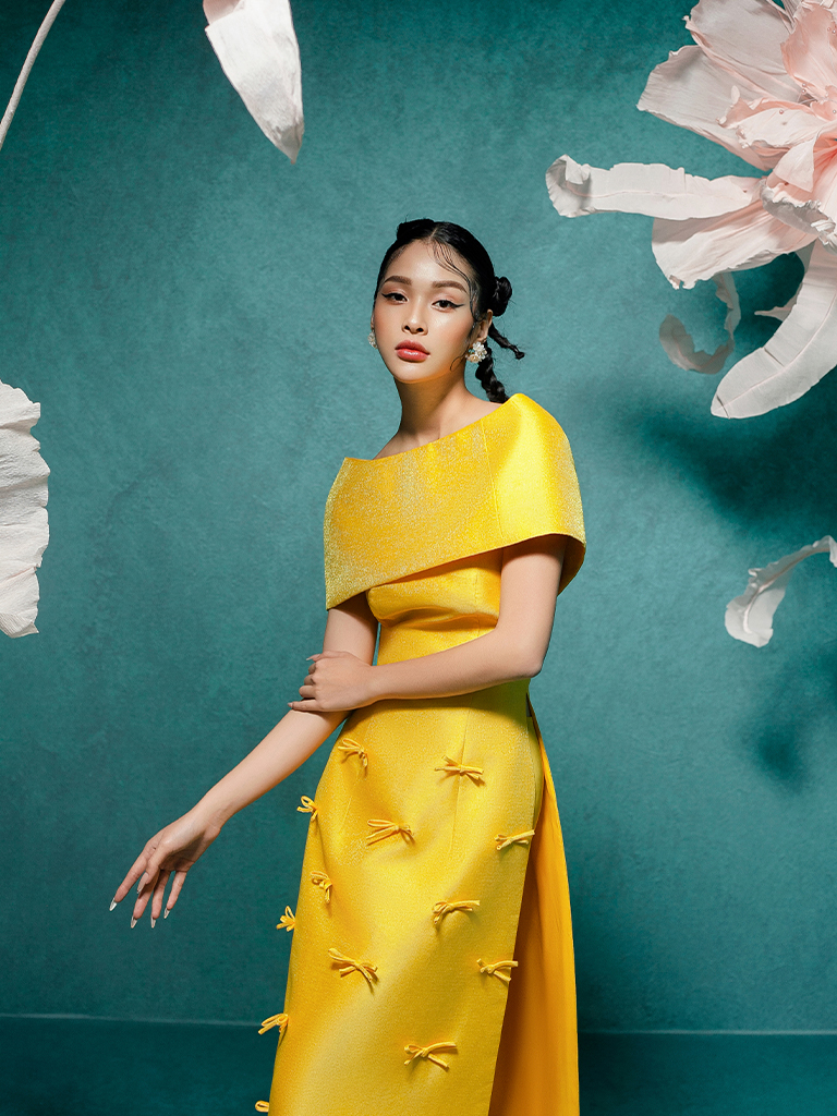 TET_24 Set áo dài tafta vàng XS