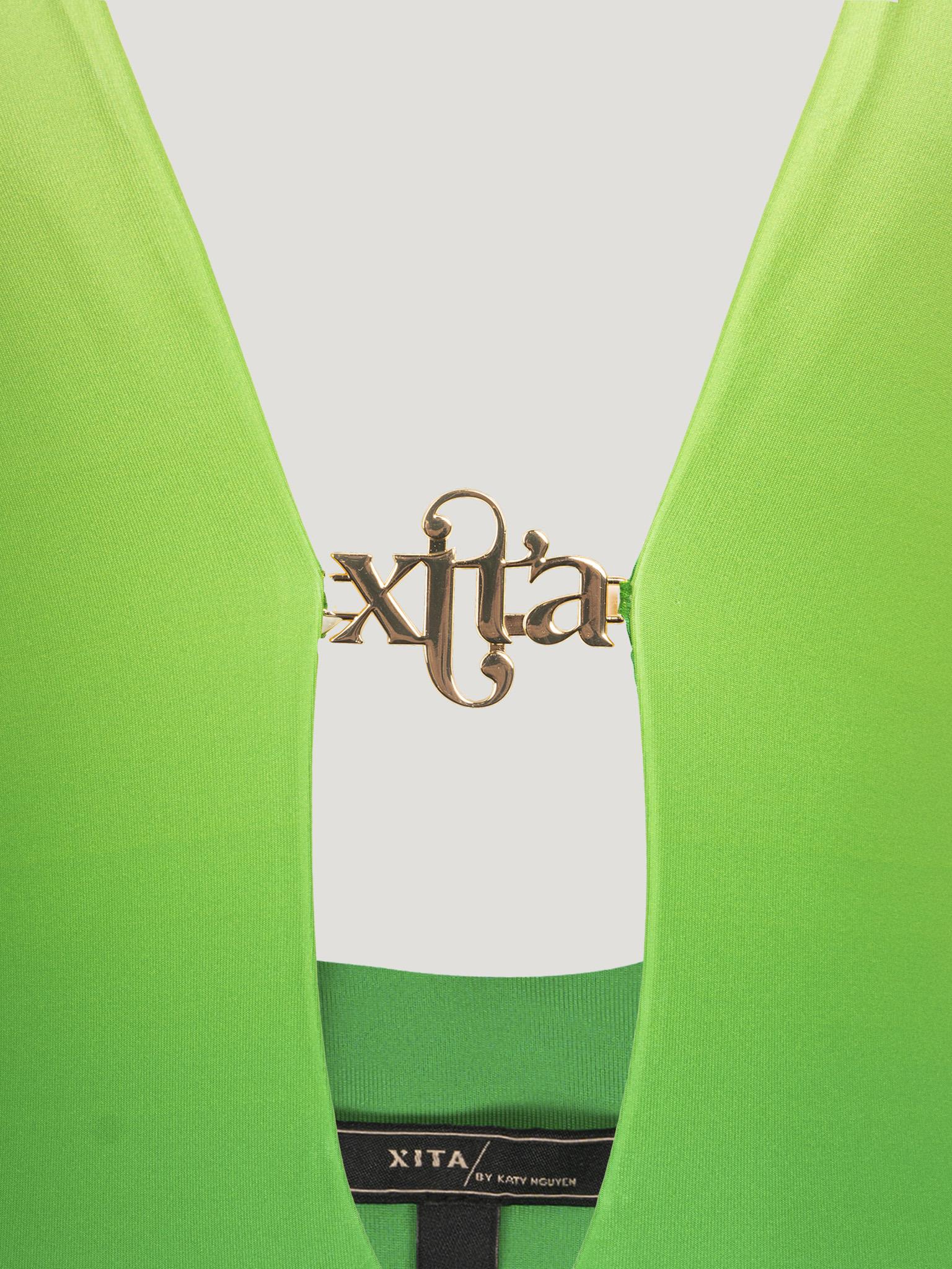 DEEP-CLEAVAGE GREEN TANKINI