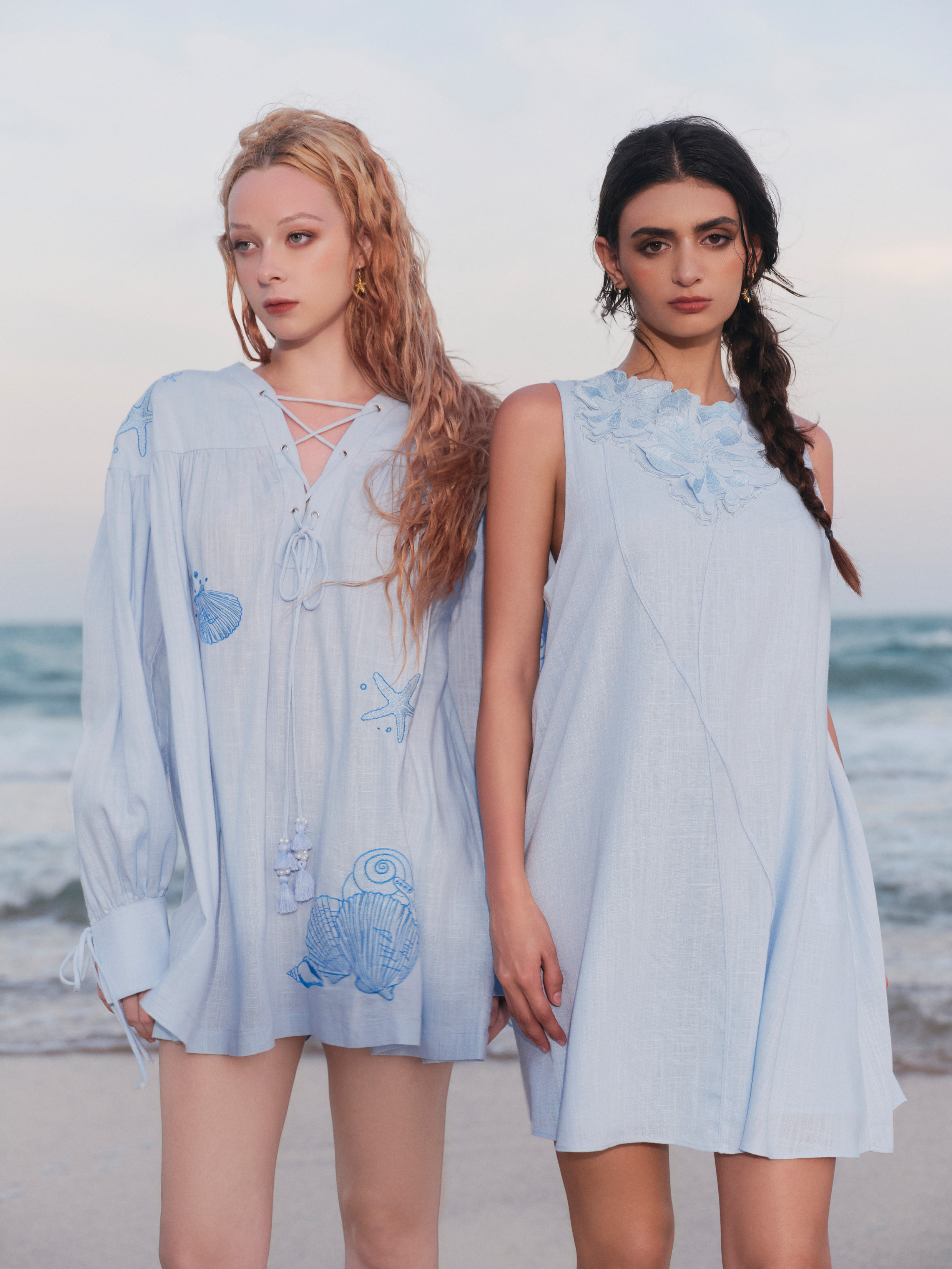 BLUE SEA  EMBROIDERED TUNIC