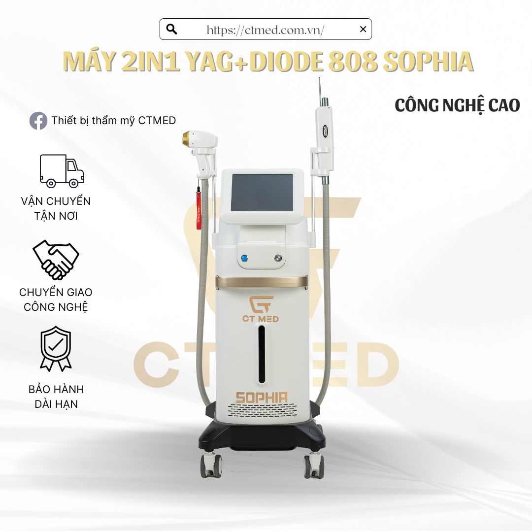 Máy 2in1 Triệt Lông Và Xóa Xăm SOPHIA Diode 808 + YAG