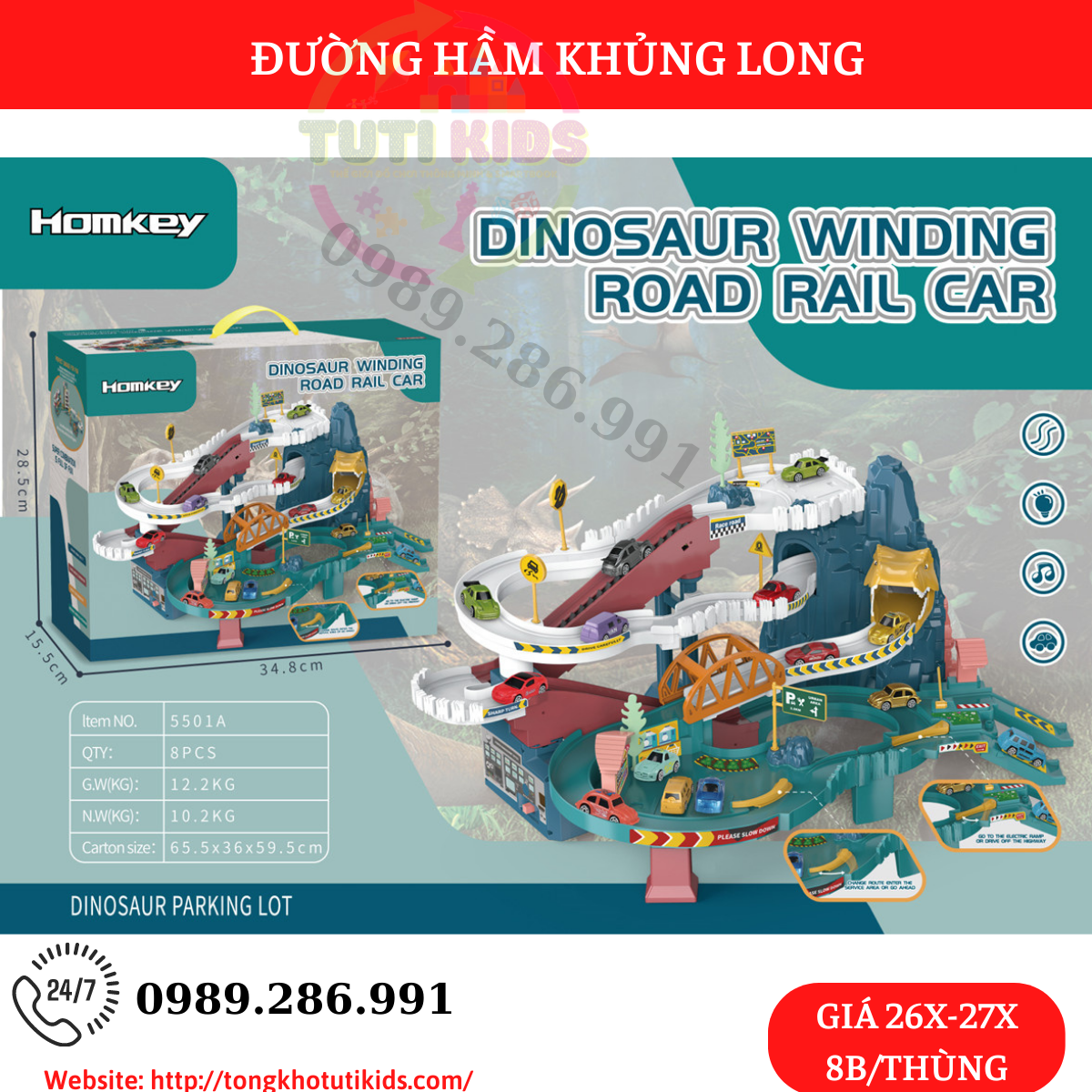 Cầu trượt khủng long 5501A(8 bộ/thùng)