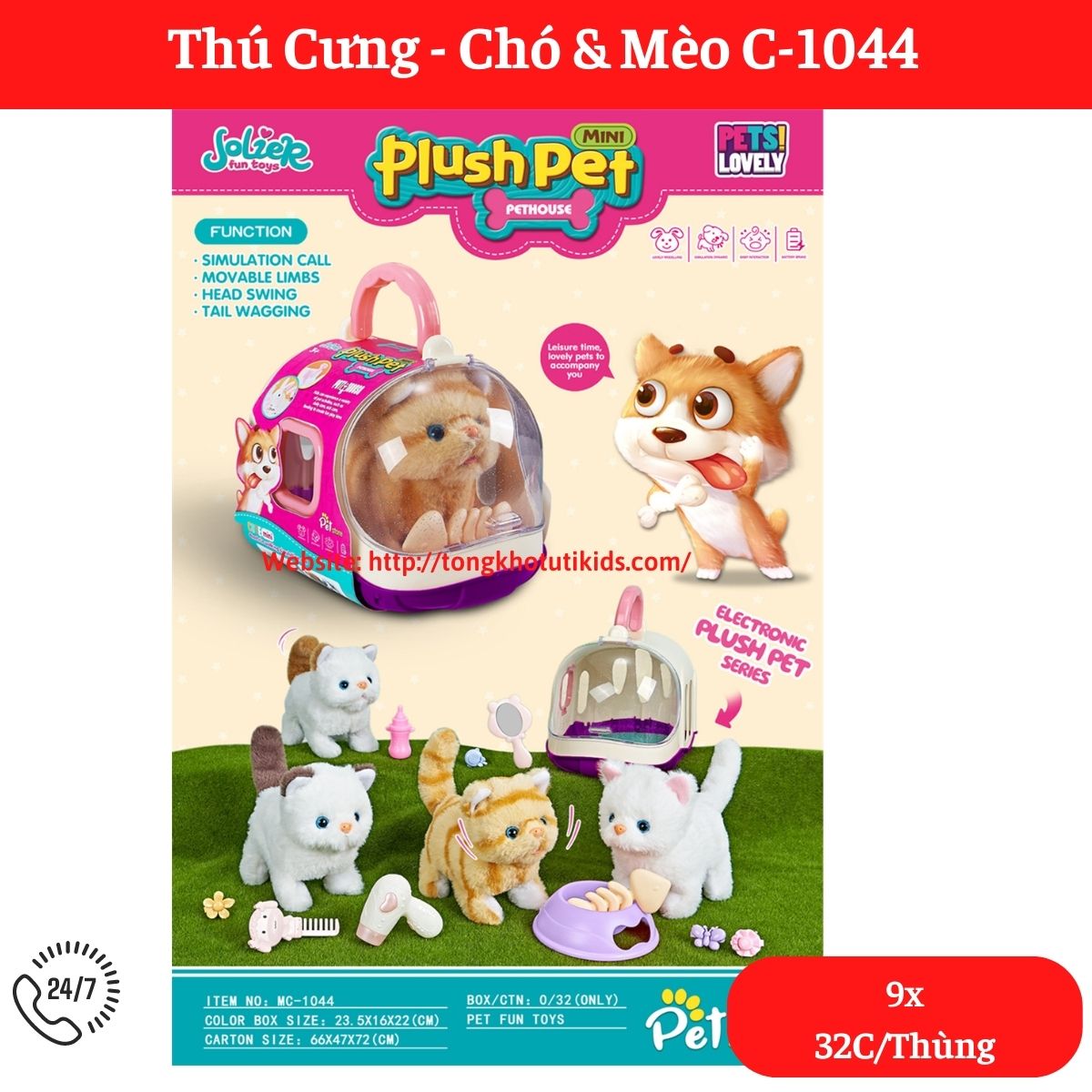 Thú Cưng - Mèo cảnh MC-1044(32 bộ/thùng)