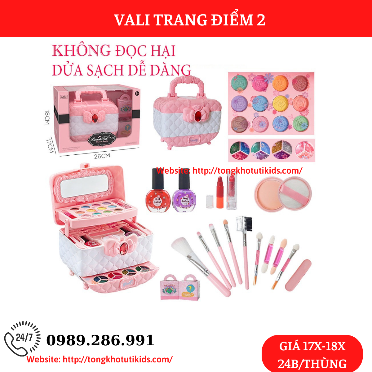 Vali trang điểm 3 tầng M611(24 bộ/thùng)