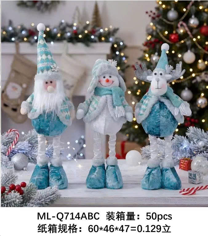 Gấu bông rút ống chân noel Xanh - 60