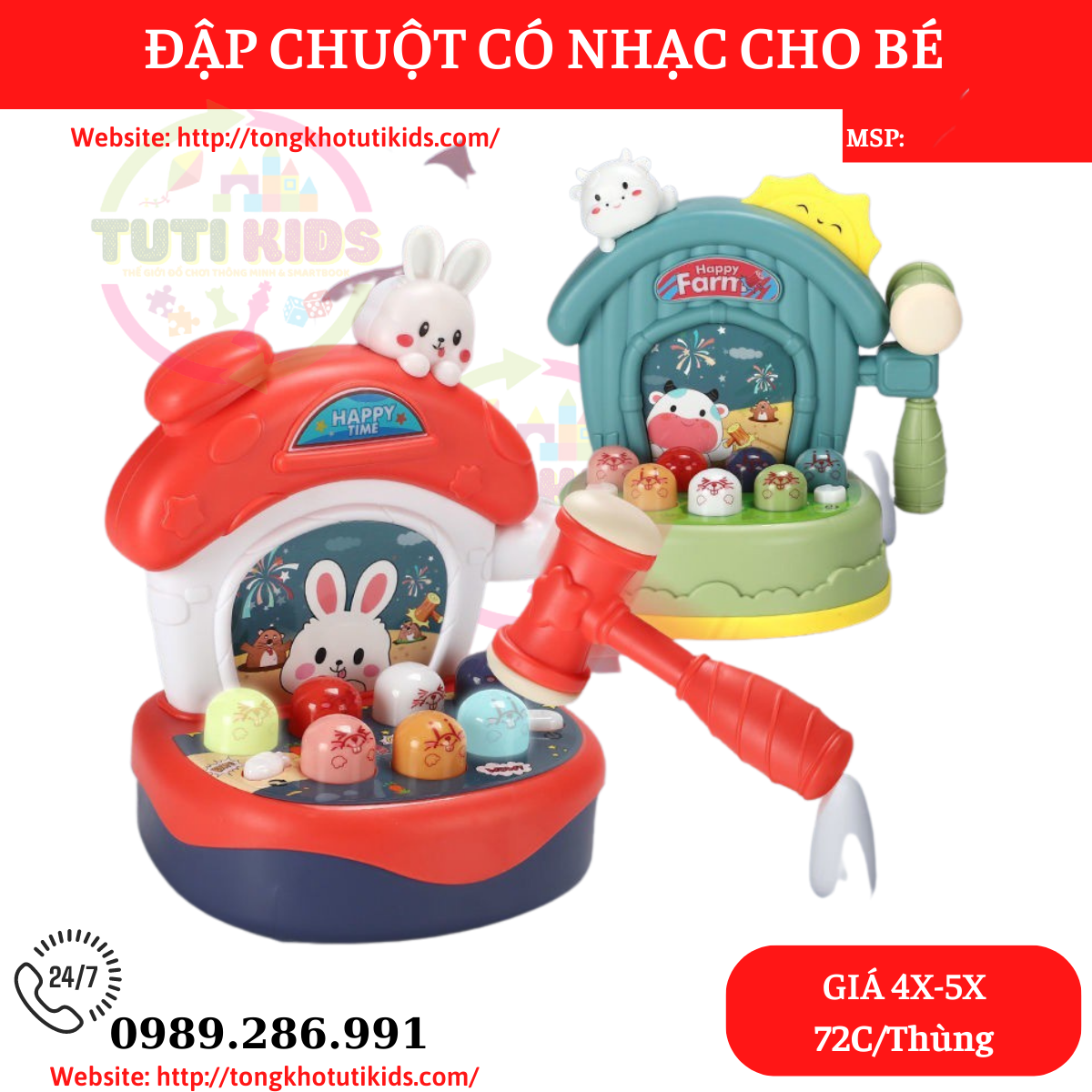 Đập chuột thỏ(72 bộ/thùng)