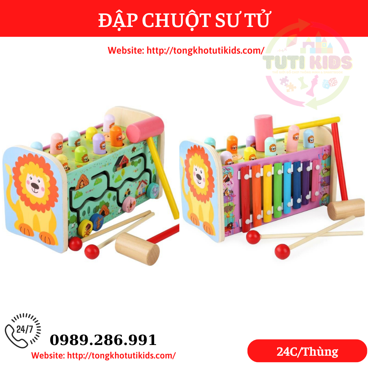 Đập chuột sư tử có đàn (24 bộ/thùng)
