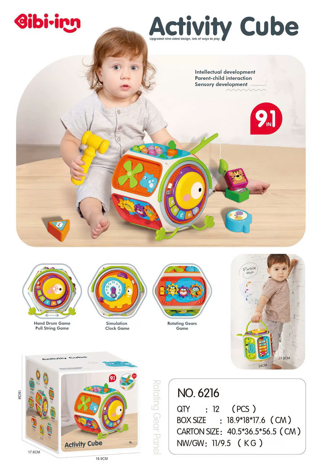 Khối đồ chơi phát nhạc 9in1 mã 6216(12 bộ/thùng)