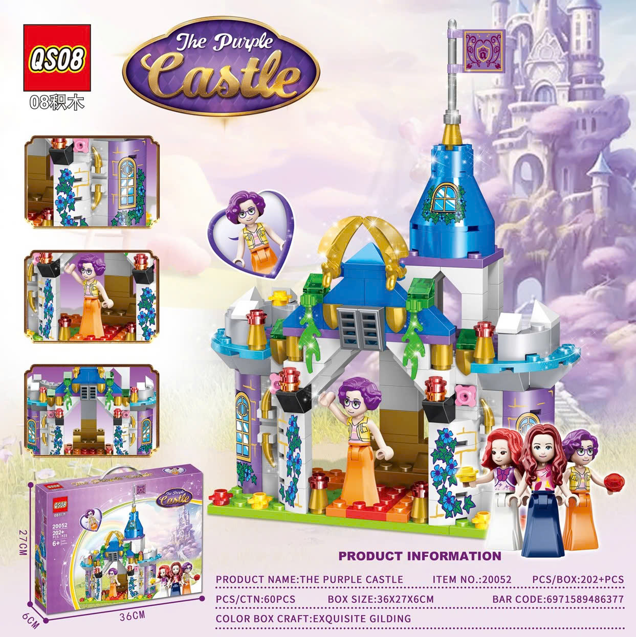 Bộ xếp hình lâu đài tím 201pcs mã 20052