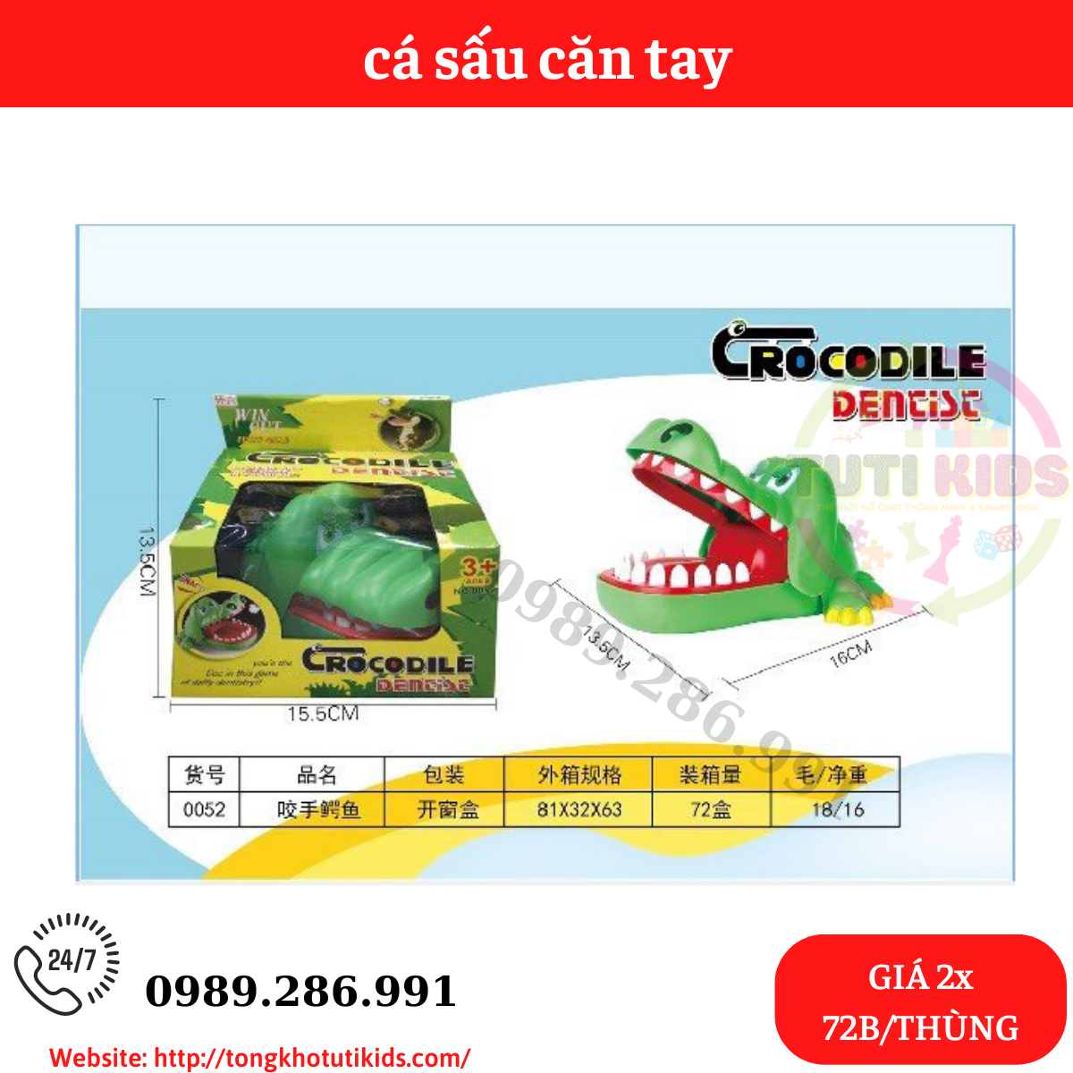 Cá sấu căn tay(72 bộ/thùng)