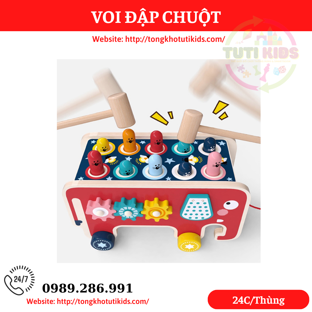 Đập chuột con voi có đàn (24 bộ/thùng)