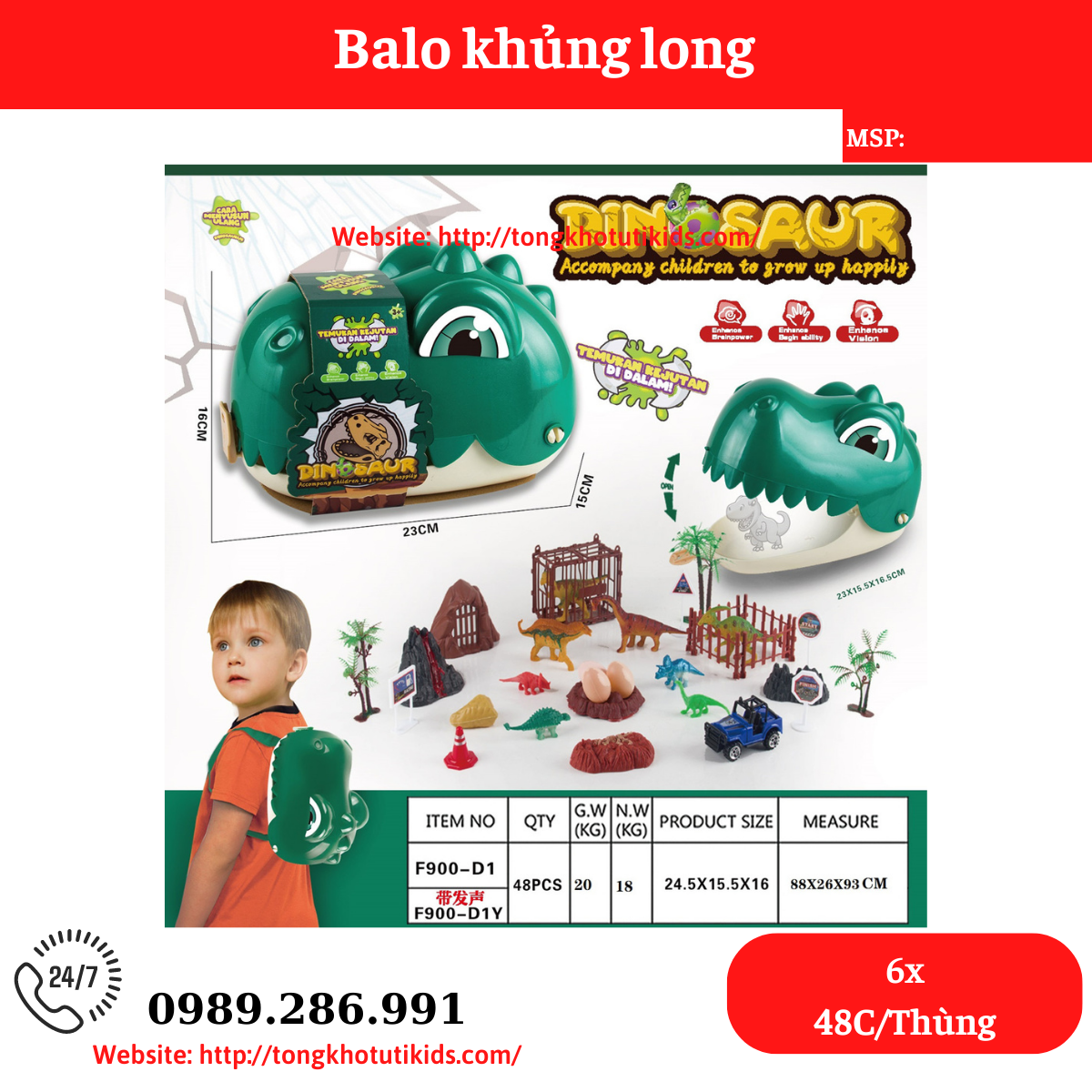 Balo khủng long(48 bộ/thùng)