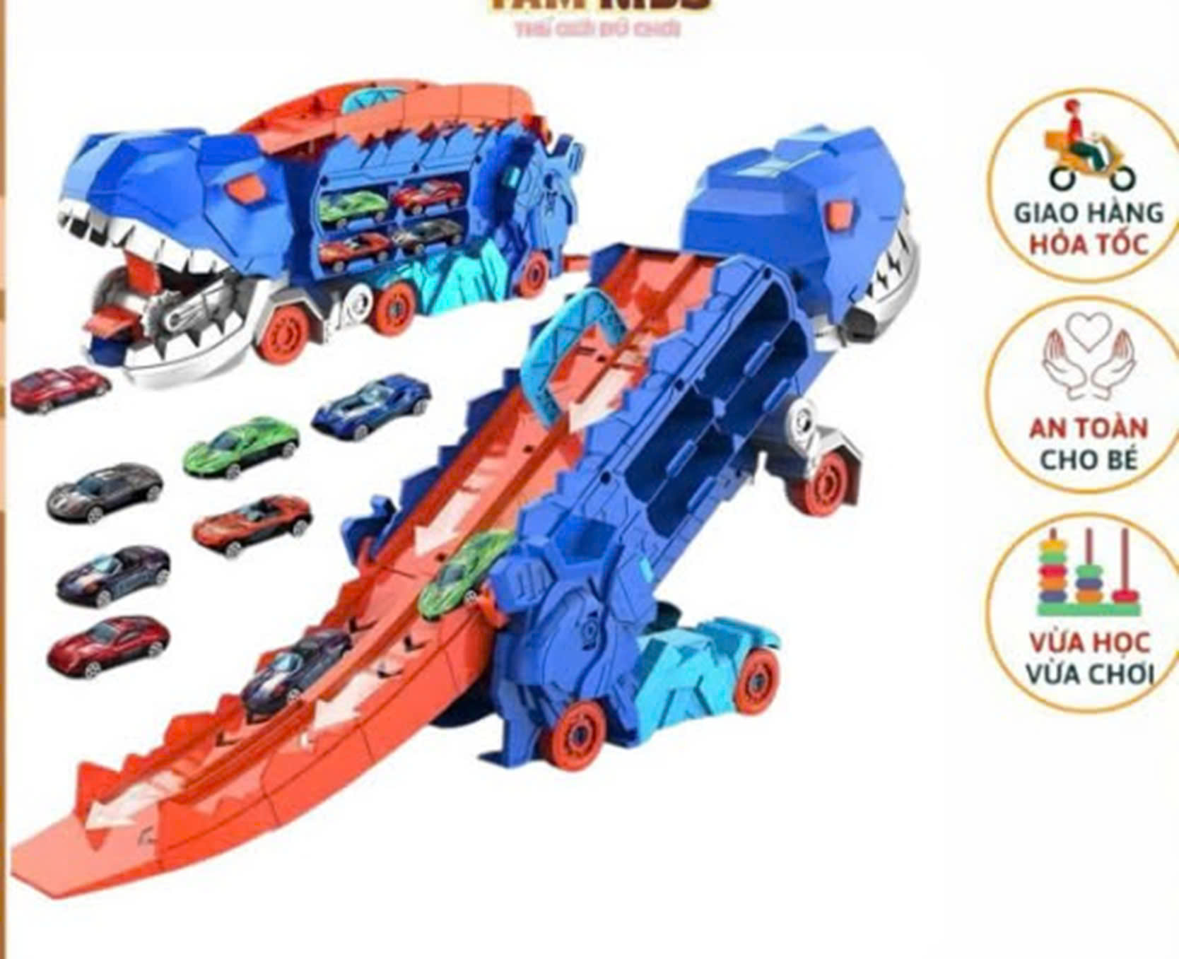 Khủng long biến hình nuốt xe mã MF-111 (loại 6 xe)(18 bộ/thùng)