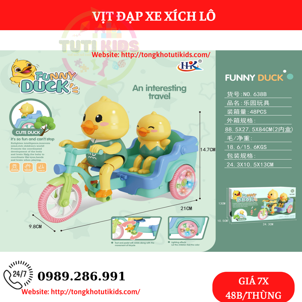 Vịt đạp xe(48 bộ/thùng)
