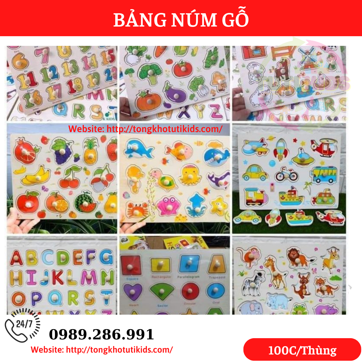 Bảng Núm Gỗ (100 bộ/thùng)