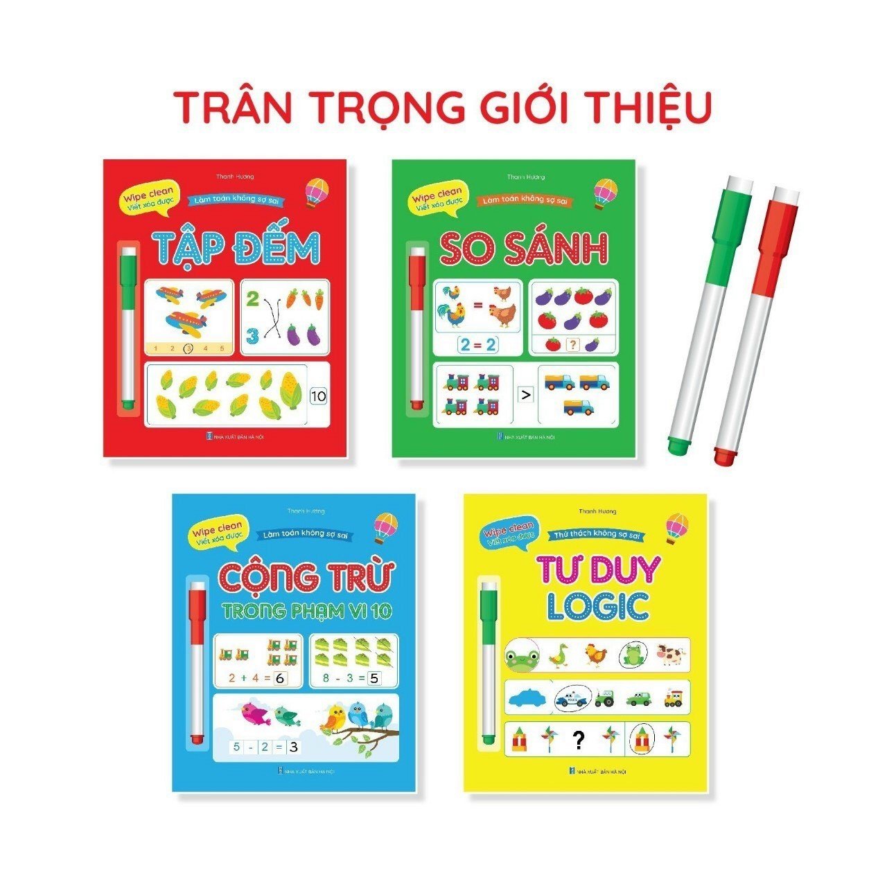 Bộ làm toán không sợ sai 4 cuốn tặng kèm 2 bút có đầu xóa